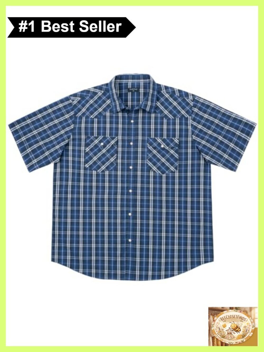Men's Cotton Western Pearl Snap Short Sleeve Plaid Button Down Shirt Big Tall